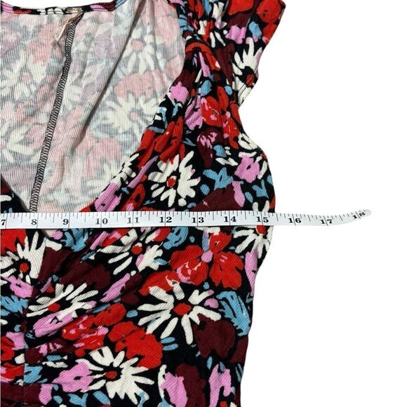Free People red floral key to your heart v-neck mini dress M - Picture 6 of 9